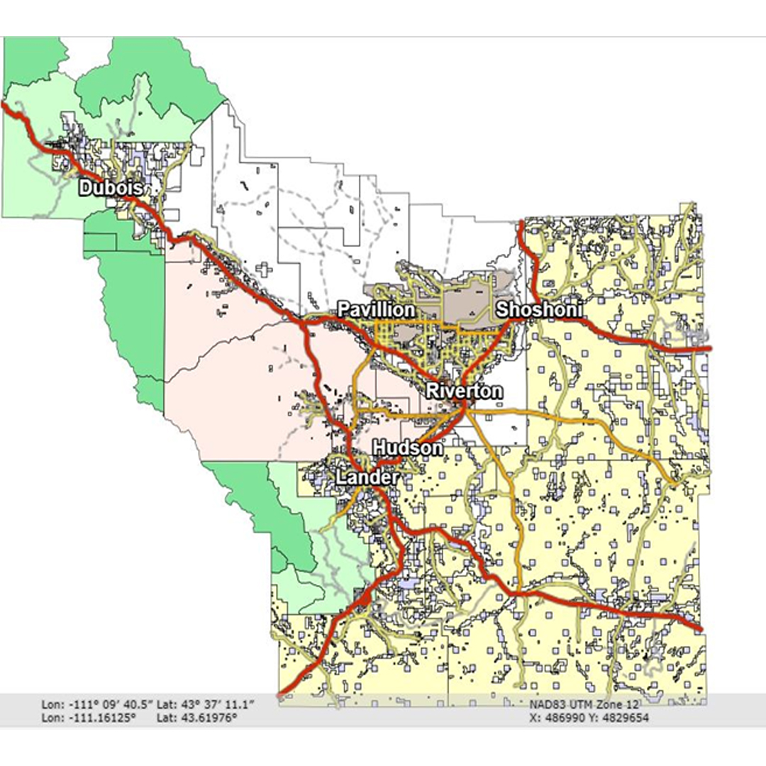 Map of Fremont County Assessment area